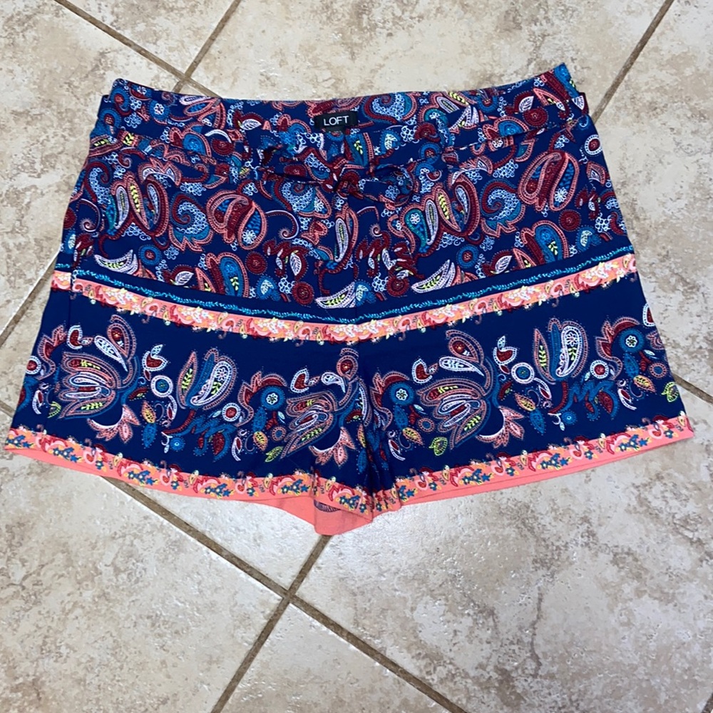 LOFT Floral Shorts with Waist Sash